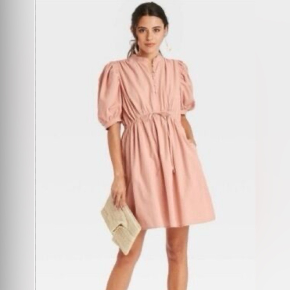 a new day Blush Pink Puff-Sleeve Mini Dress